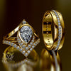 2.93ct Pear Diamond Gold Complete Wedding Set - 03US07